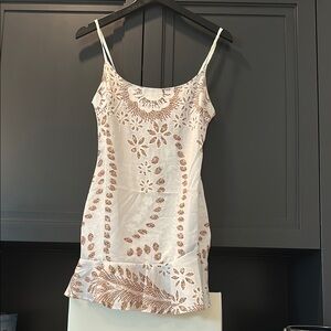 White and Gold Floral Slip Mini Dress - never worn
